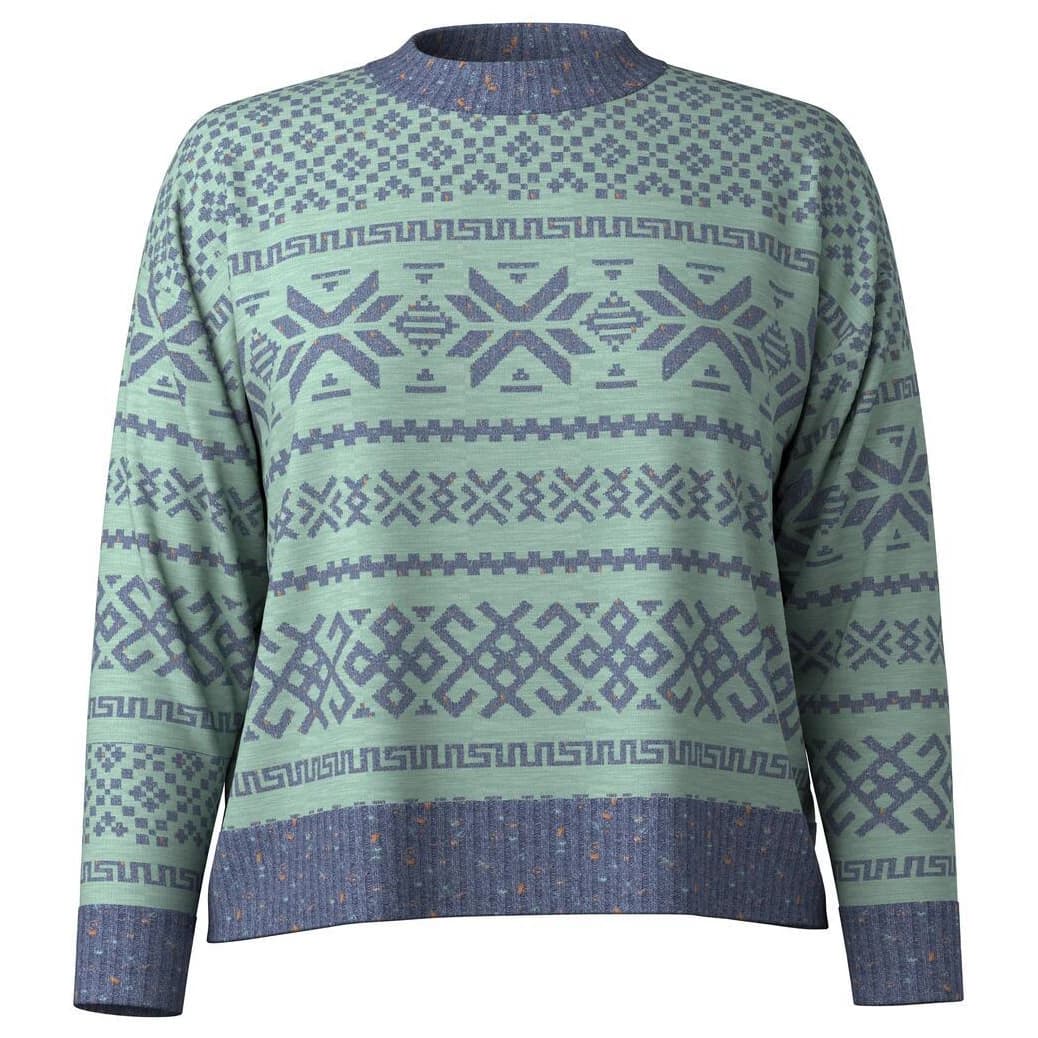 Дамски вълнен пуловер Smartwool Women's Edgewood Heritage Crew Sweater Merino jumper - Arctic Green