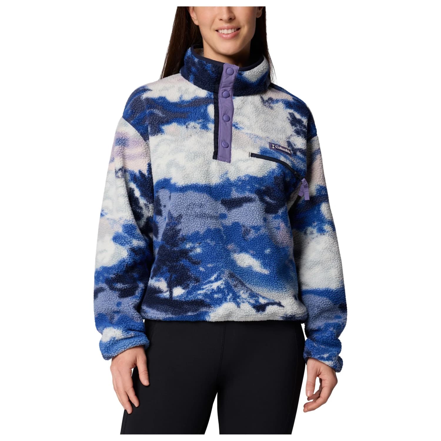 Дамски поларен пуловер Columbia Women's Helvetia II Printed Cropped Half Snap Fleece jumper - Nocturnal / Dreaming