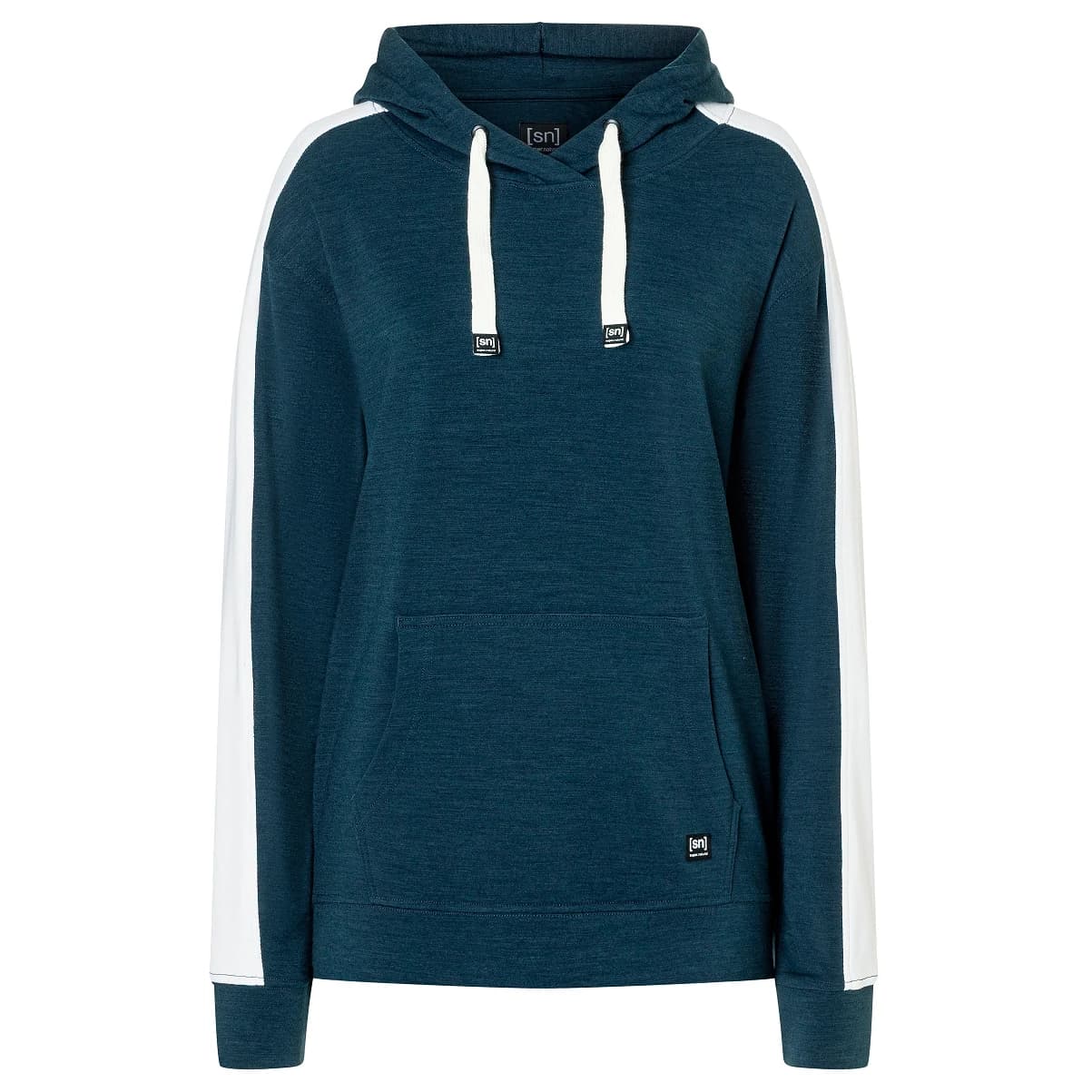 Дамски вълнен пуловер super.natural Women's Colorado Hoodie - Blueberry / Fresh White