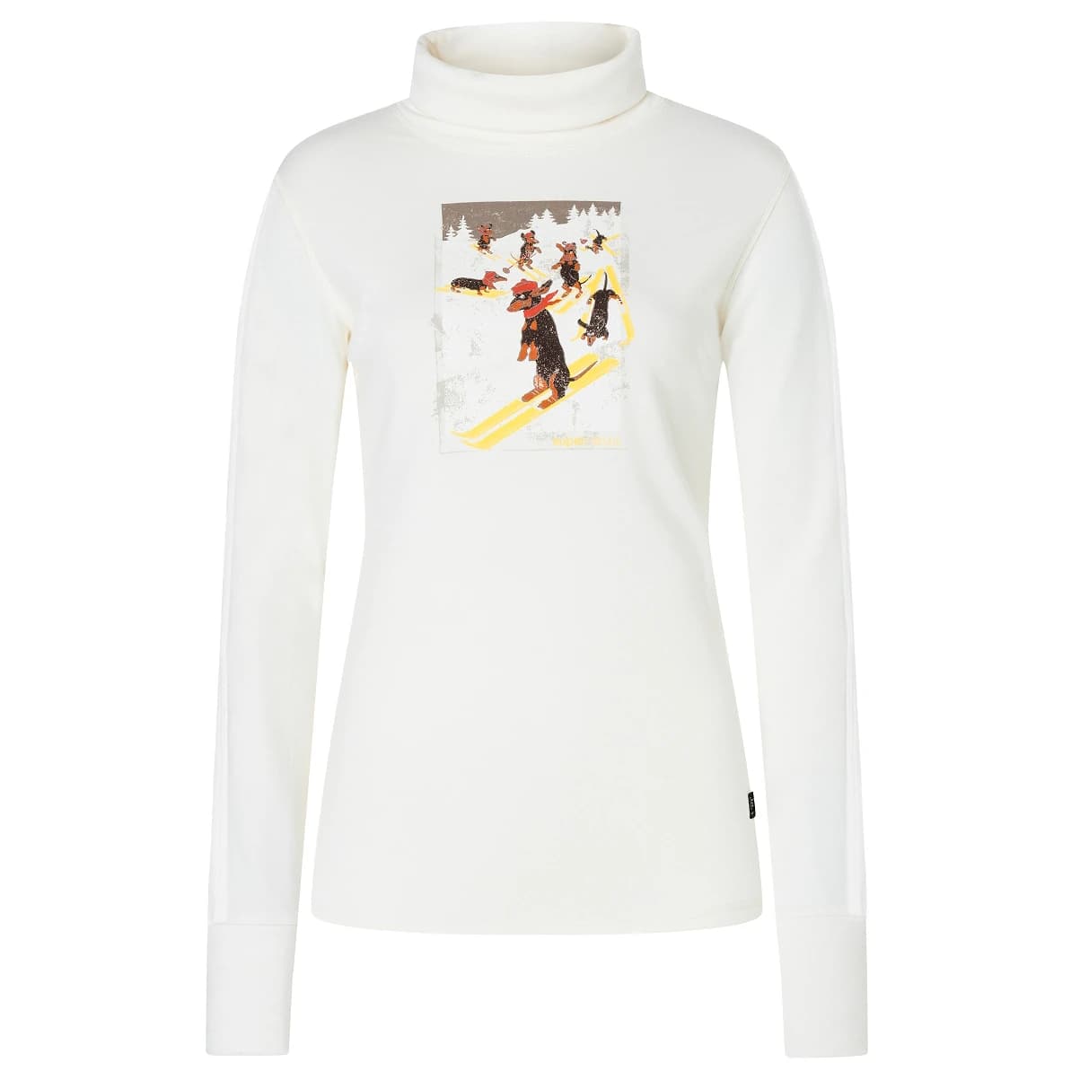 Дамски вълнен пуловер Super.natural Women's Dachshund Roll Neck Jumper - Fresh White / Fresh White / Various