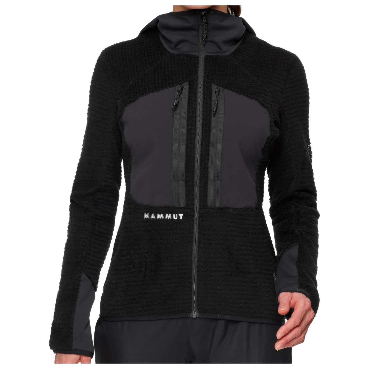 Дамско поларено яке Mammut Women's Eiger Nordwand Pro Midlayer Air Hooded Fleece jacket - Black