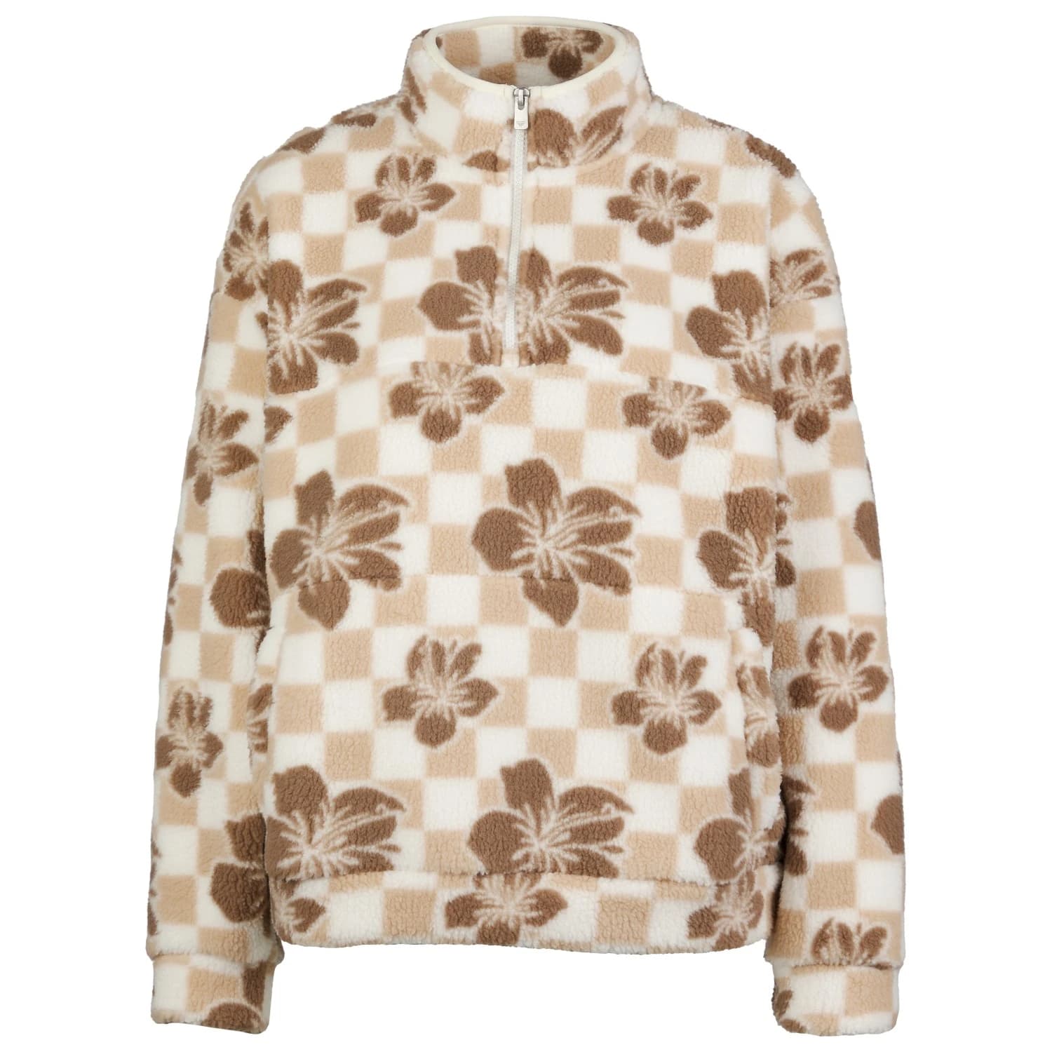 Дамски поларен пуловер Roxy Women's Jive Talking Bonded Fleece jumper - Egret Hibi Square