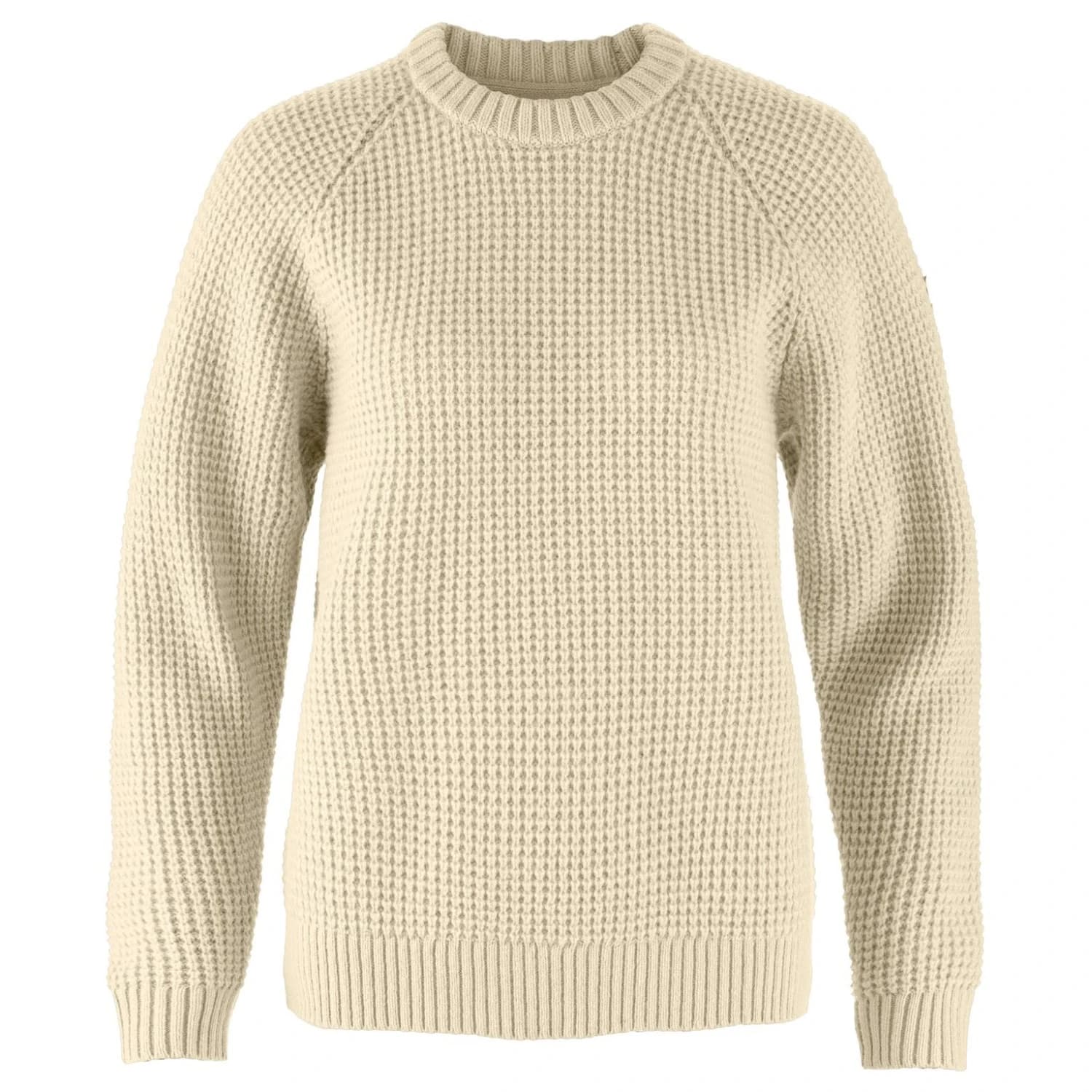 Дамски вълнен пуловер Fjällräven Women's Övik Waffle Knit Wool jumper - Light Beige
