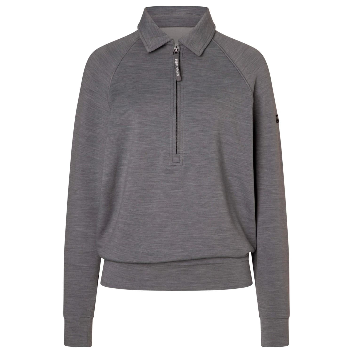 Дамски вълнен пуловер super.natural Women's 1/4 Zip Sweater Jumper - Cashmere Grey Melange