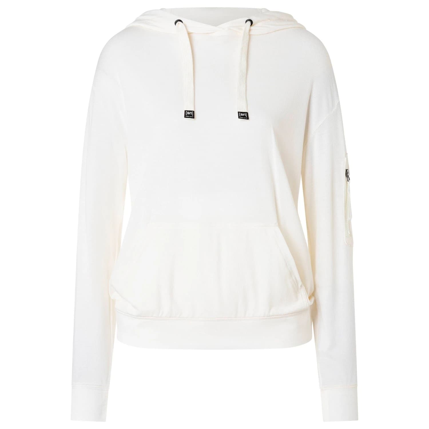 Дамски вълнен пуловер super.natural Women's Air Hoodie - Fresh White