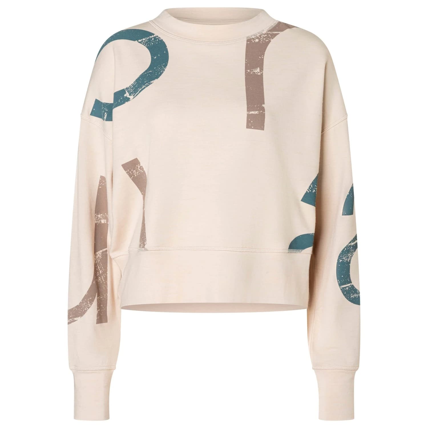 Дамски вълнен пуловер super.natural Women's Capital Logo Krissini Jumper - Tapioca / Stormy Weather / Mountain Trail