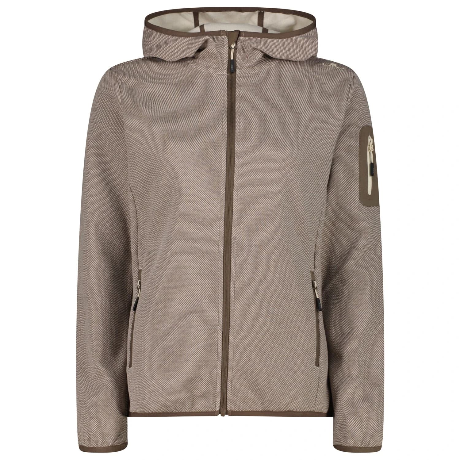 Дамско поларено яке CMP Women's Jacket Fix Hood with Sleeve Pocket Fleece jacket - Toffee / Cream