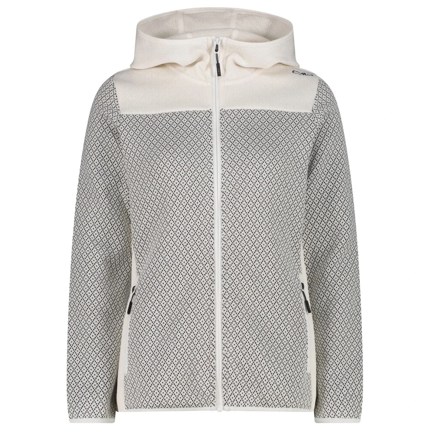Дамско поларено яке CMP Women's Jacquard Knit Jacket Fix Hood Fleece jacket - B.Co Gesso / Antracite