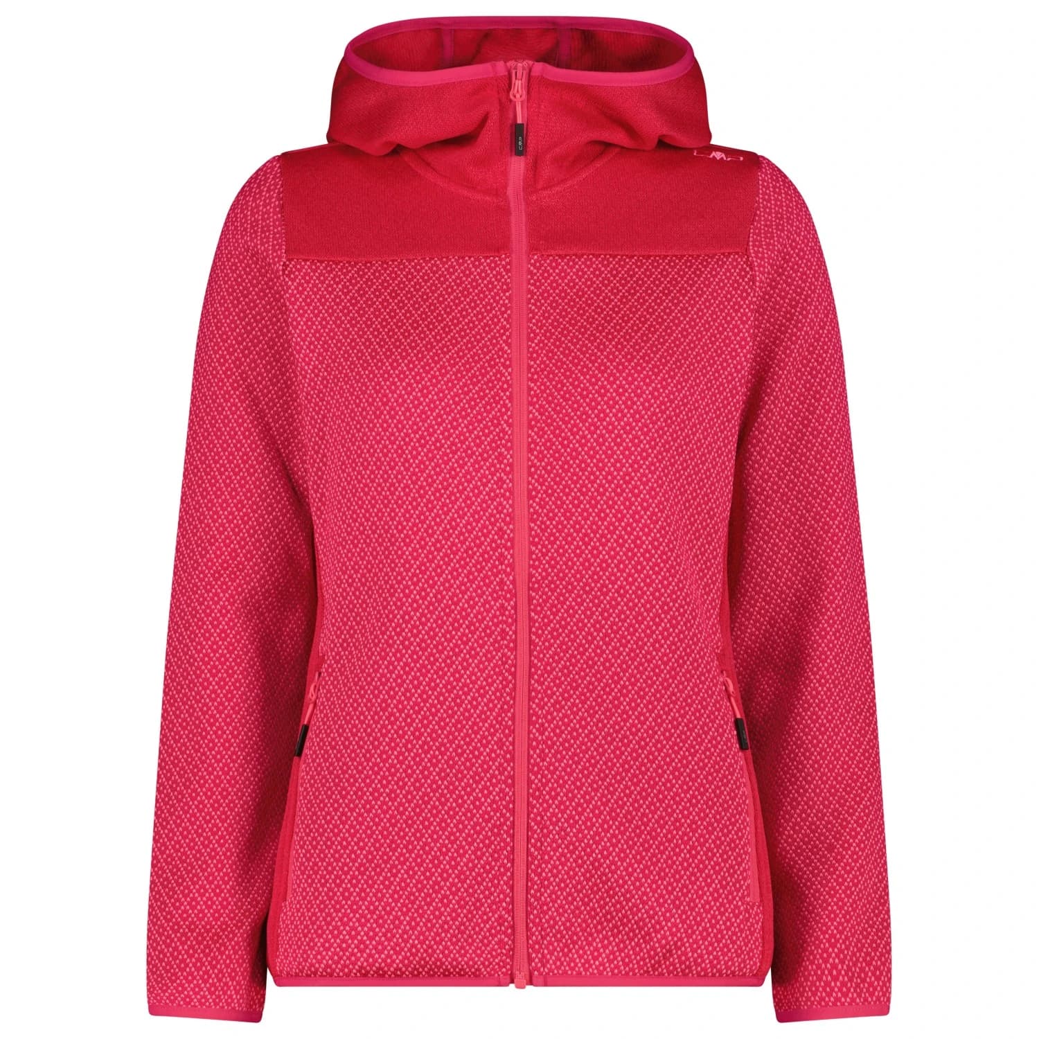 Дамско поларено яке CMP Women's Jacquard Knit Jacket Fix Hood Fleece jacket - Magenta / Pink Fluo