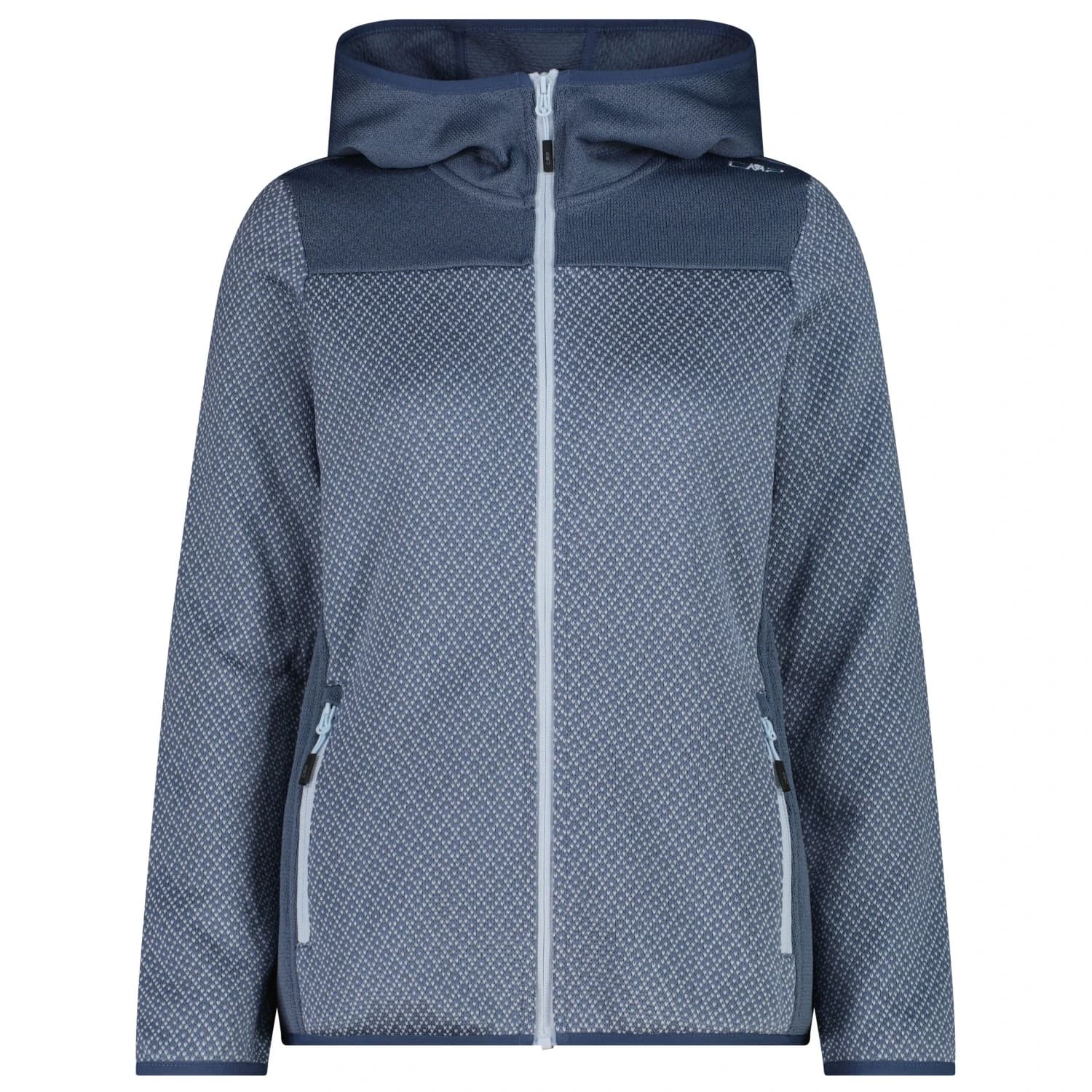 Дамско поларено яке CMP Women's Jacquard Knit Jacket Fix Hood Fleece jacket - Space / Sky Blue
