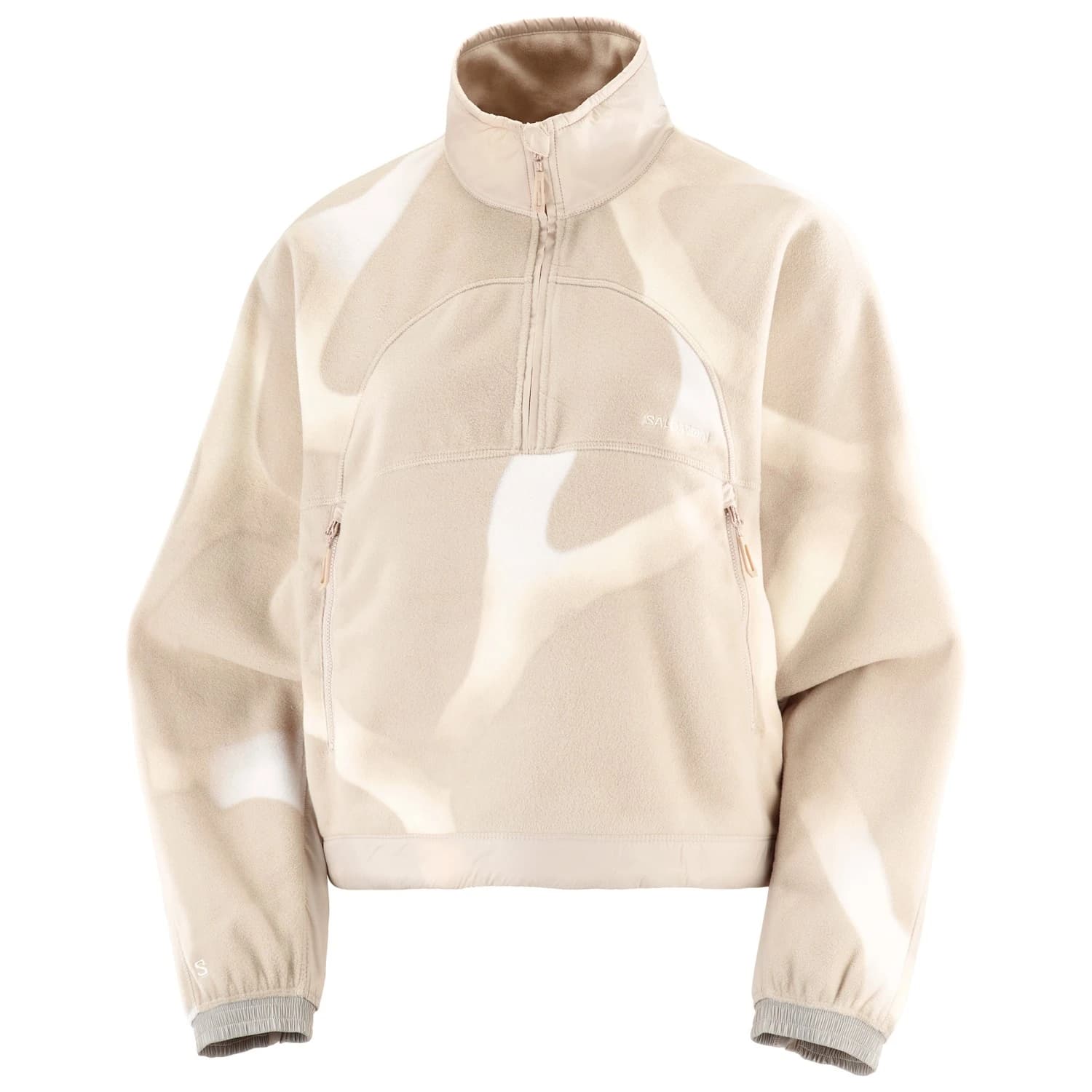 Дамски поларен пуловер Salomon Women's Chroma Fleece Crop Half Zip Fleece jumper - Silver Cloud