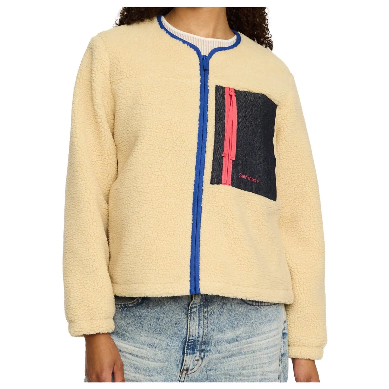Дамско поларено яке Selfhood Women's Pocket Teddy Fleece jacket - Offwhite