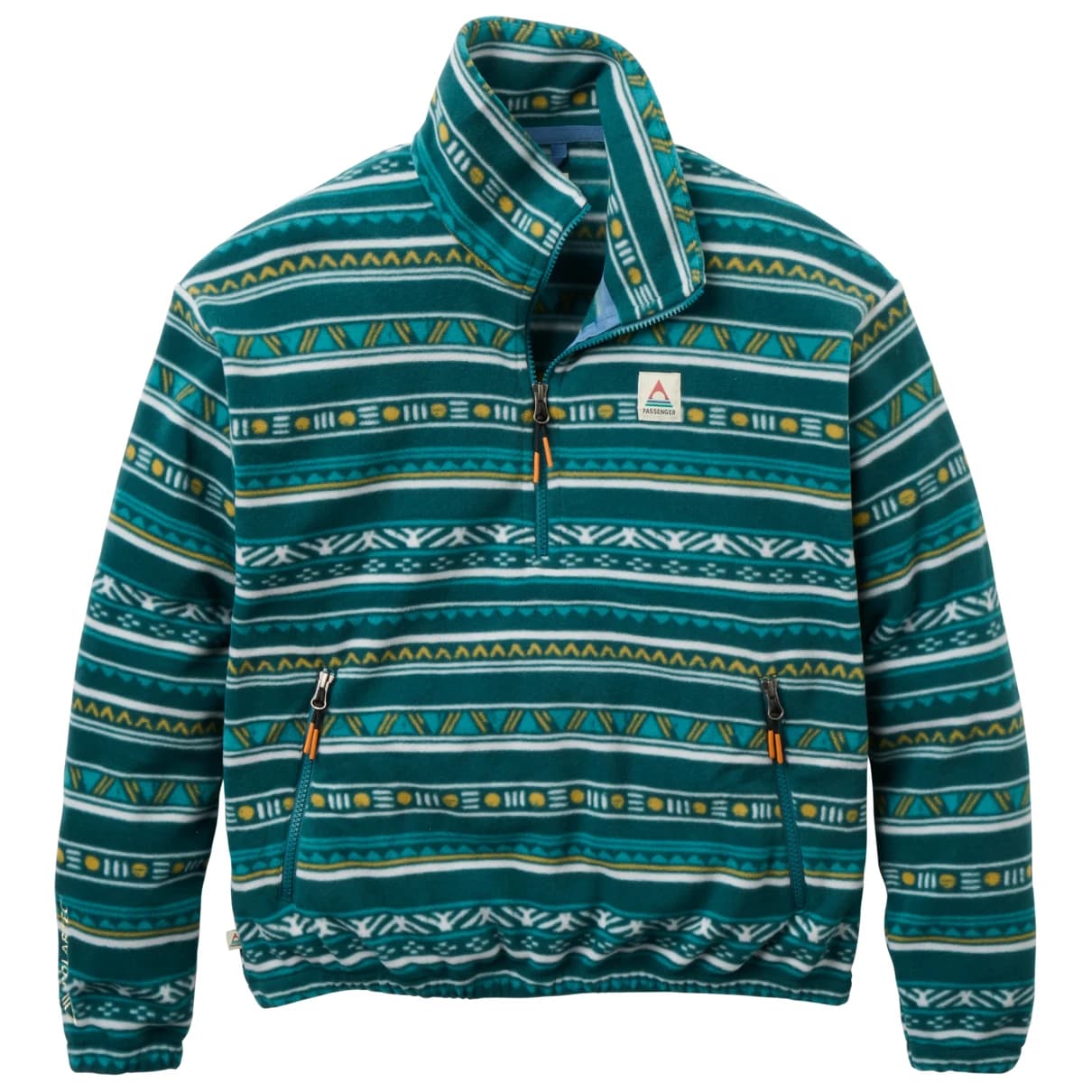 Дамски поларен пуловер Passenger Women's Ayla Recycled Fleece Fleece jumper - Geo Stripe Mediterranean