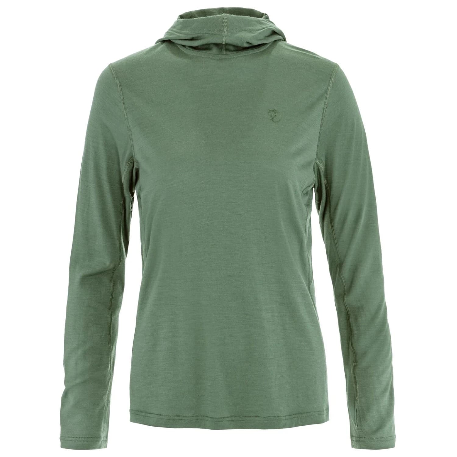 Дамска мериносова блуза Fjällräven Women's Abisko Wool Hoodie Merino shirt - Patina Green