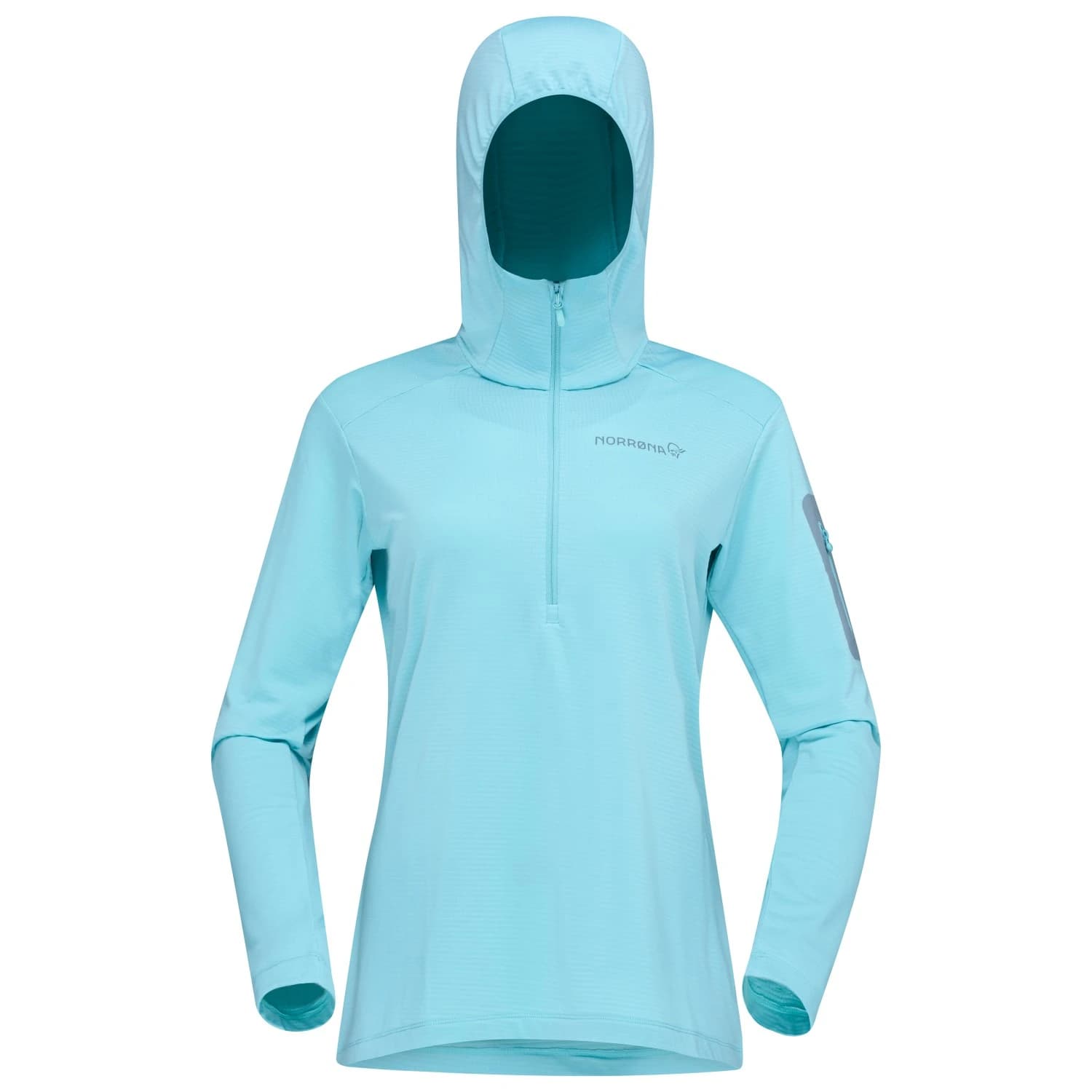 Дамски поларен пуловер Norrøna Women's Falketind Warm1 Hood Fleece jumper - Aqua Haze / Trooper