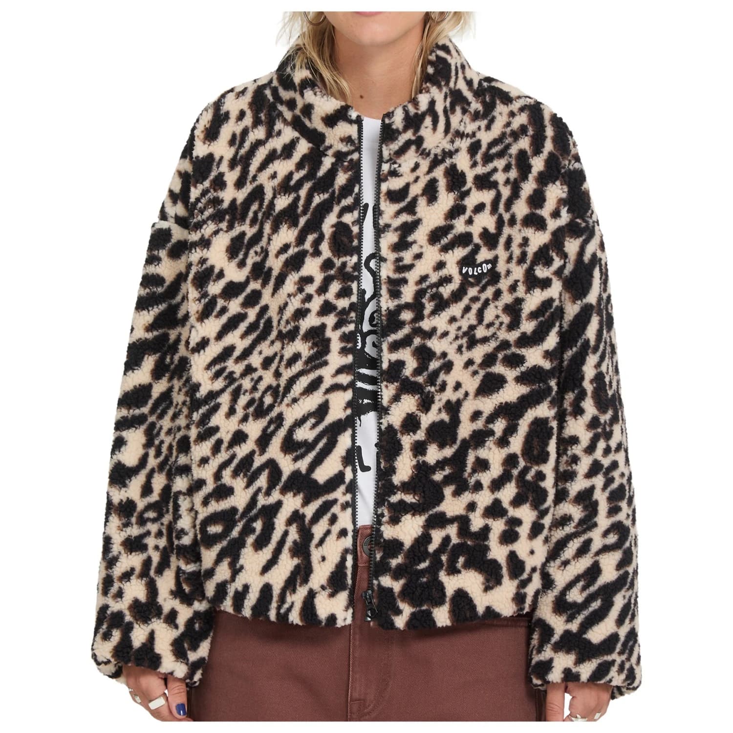 Дамско поларено яке Volcom Women's Wylding Out Sherpa Fleece jacket - Animal Print