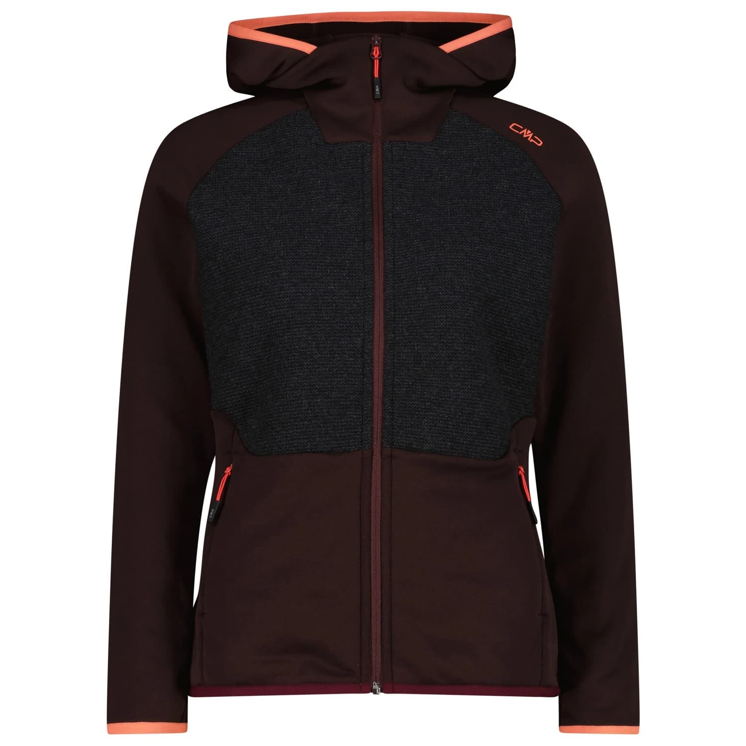 Поларено яке CMP Women's Jacket Fix Hood 36M1886 Wool jacket - Carbone Melange / Black Berry