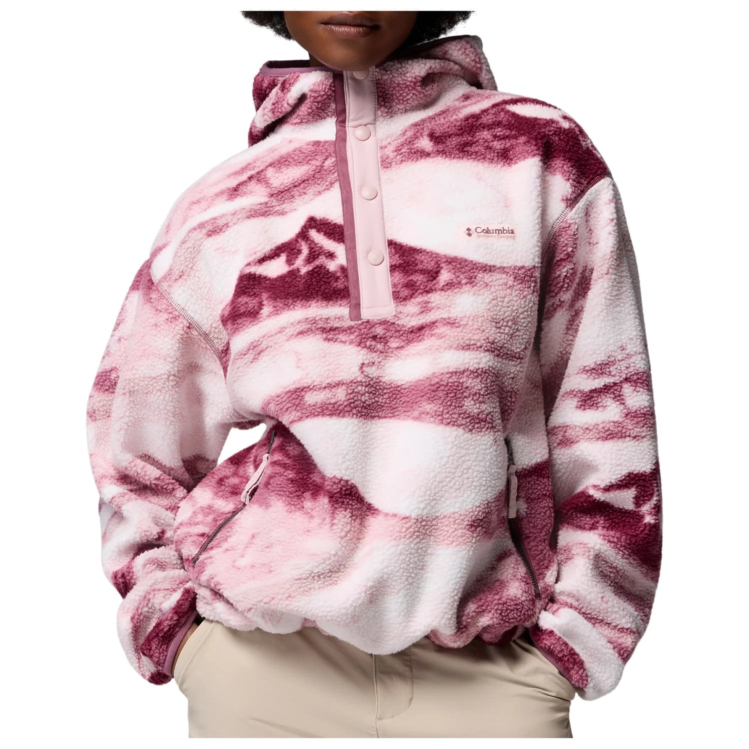 Дамски поларен пуловер Columbia Women's Helvetia II Printed Hoodie Fleece jumper - Antique Mauve / Summits