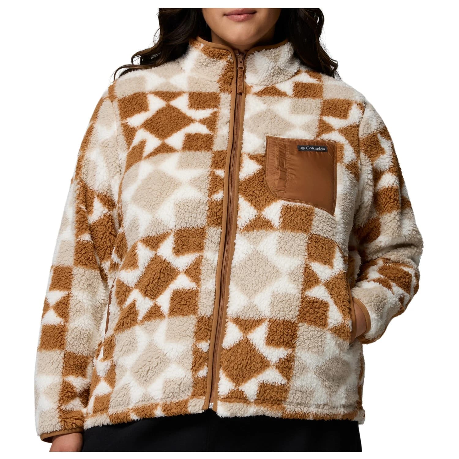 Дамско поларено яке Columbia Women's West Bend Print Full Zip II Fleece jacket - Camel Brown / Cozy Quilt