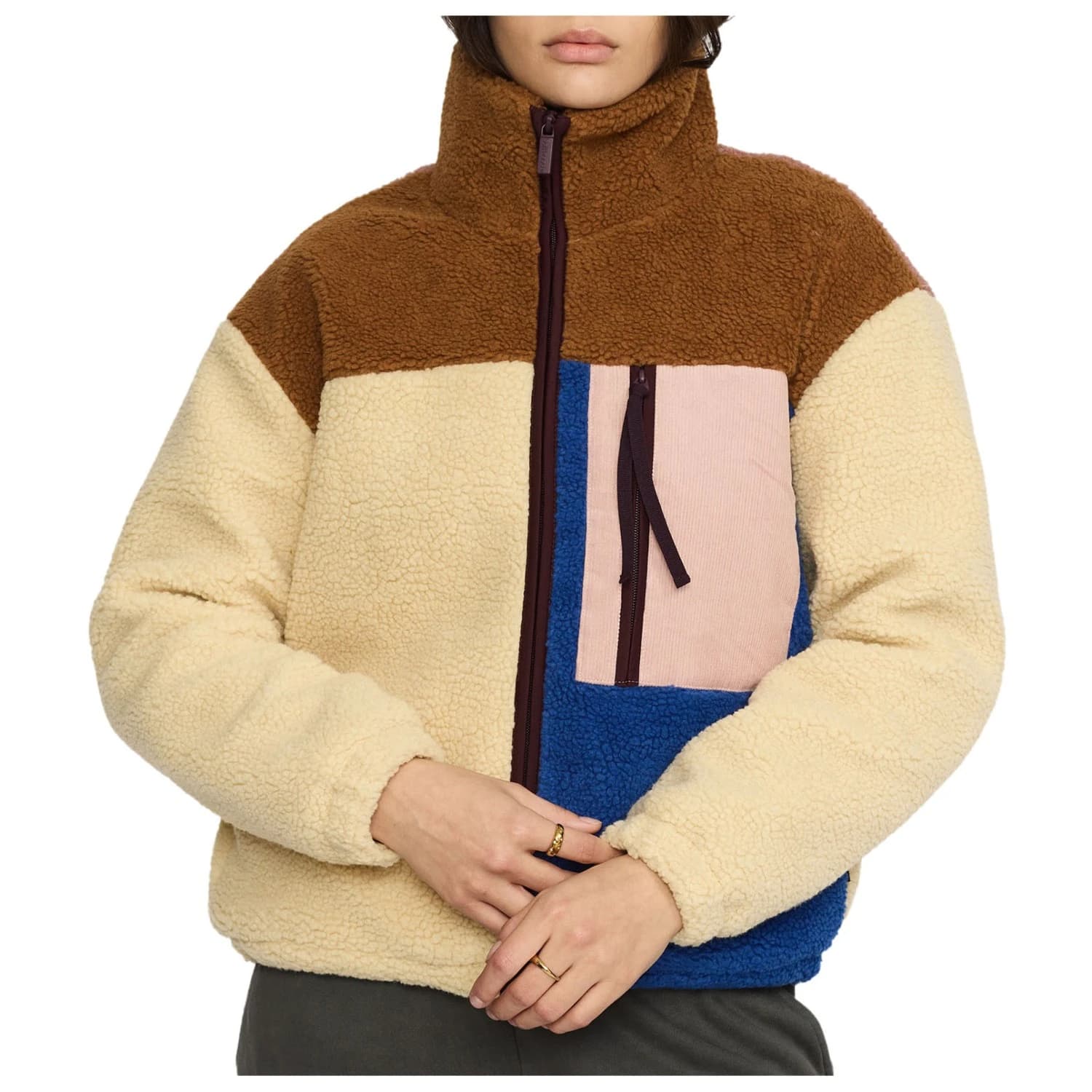Поларено яке Selfhood Women's Block Teddy Fleece jacket - Light Brown