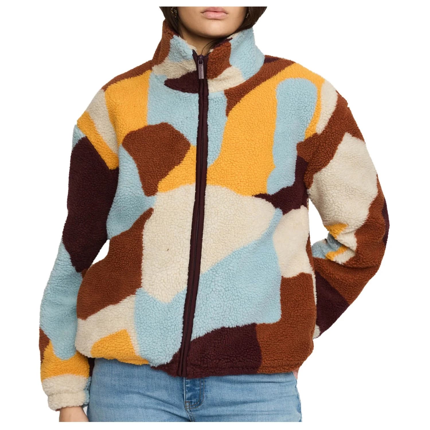 Поларено яке Selfhood Women's Printed Teddy Fleece jacket - Burgundy