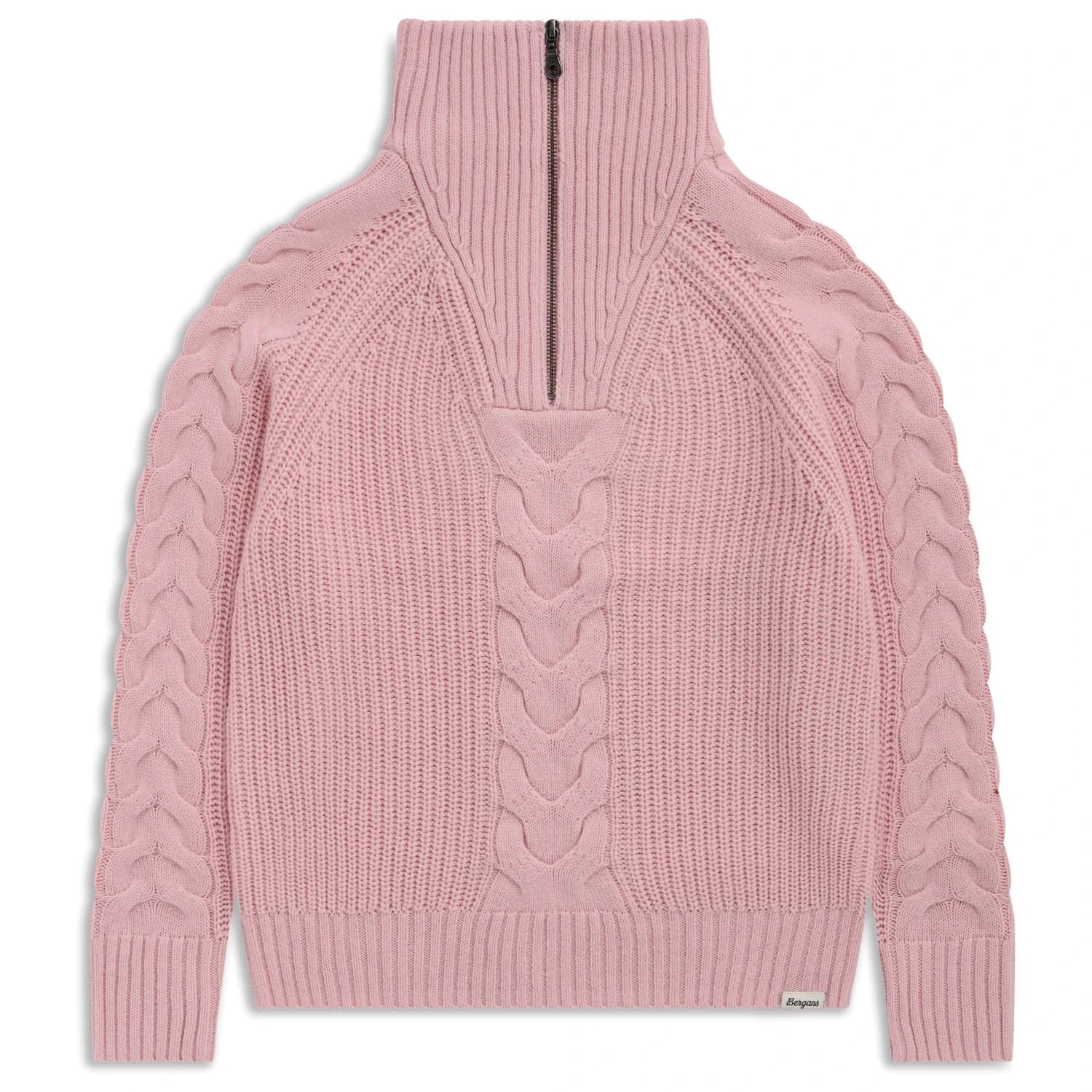 Дамски вълнен пуловер Bergans Women's Milde Knitted Wool Half Zip Merino jumper - Faded Pink