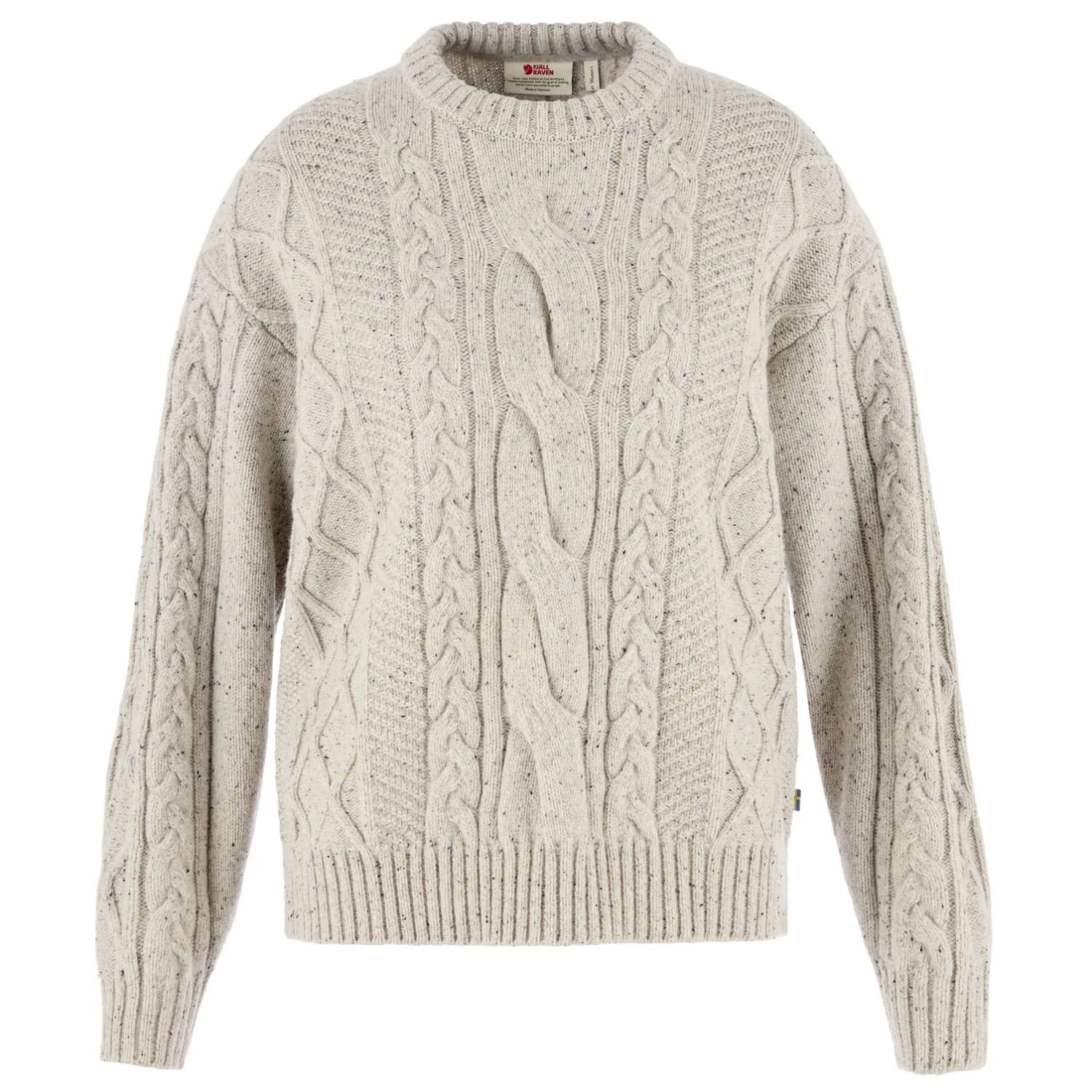 Дамски вълнен пуловер Fjällräven Women's Övik Cable Knit Wool jumper - Chalk White