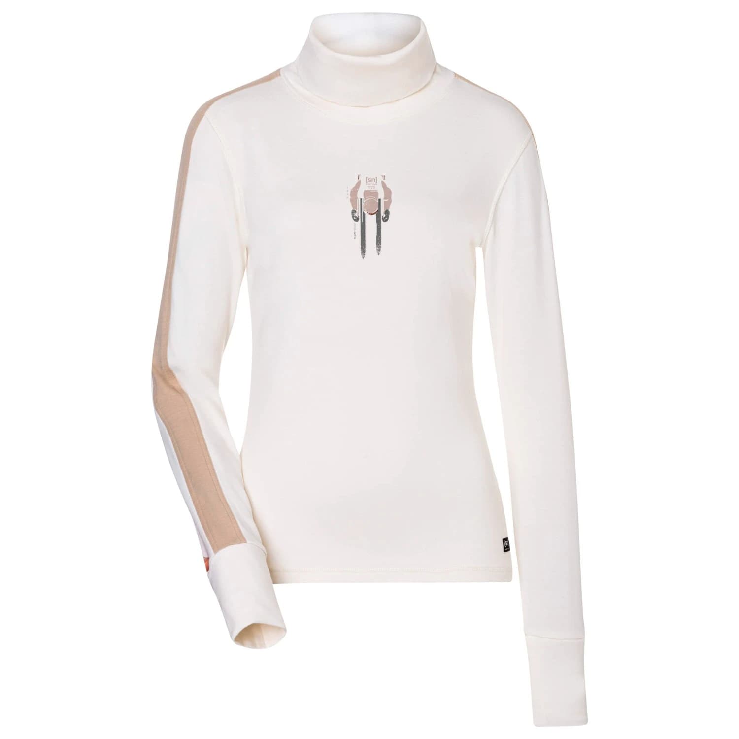 Вълнен пуловер super.natural Women's Racing Team Roll Neck Merino jumper - Fresh White / White Pepper / Various
