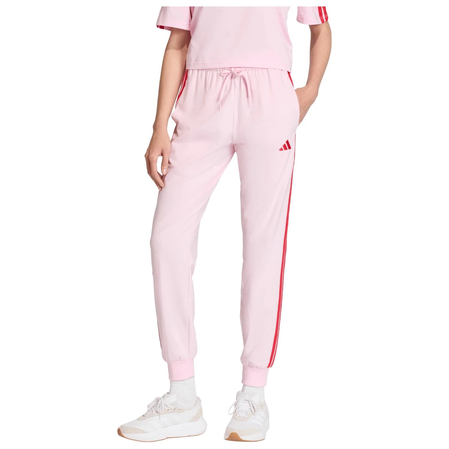 Дамски анцунг долнище adidas Women's 3-Stripes SJ Jogger Tracksuit trousers - Clear Pink / Pure Ruby