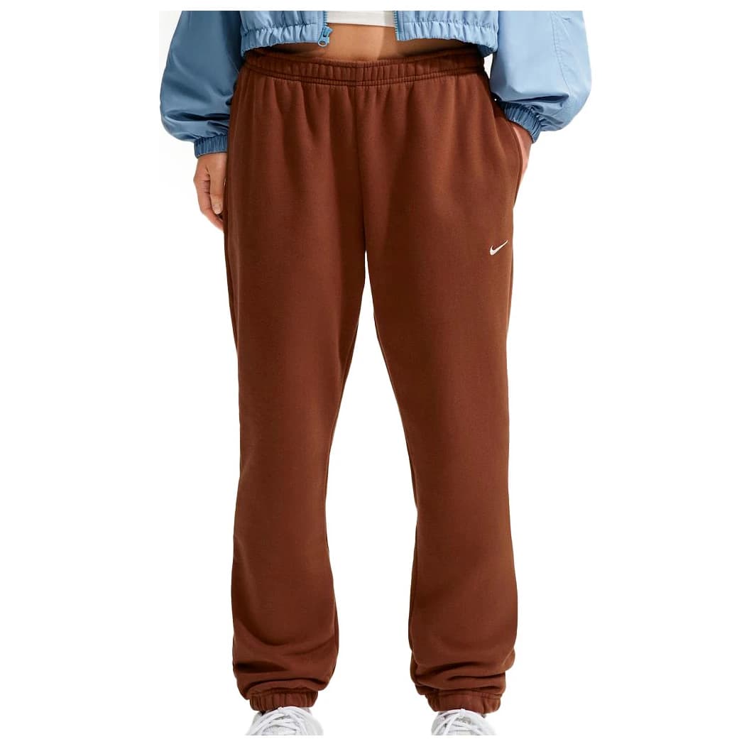 Дамски анцунг долнище Nike Women's Studio Fleece MW MR Std Cuffed Pant Tracksuit trousers - Cacao Wow / Sail