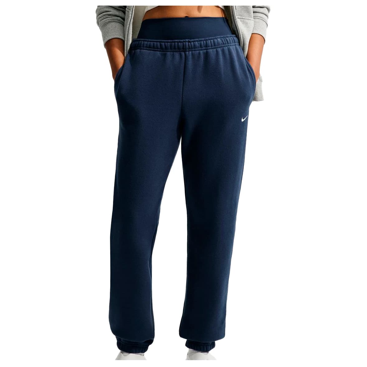 Дамски анцунг долнище Nike Women's Studio Fleece MW MR Std Cuffed Pant Tracksuit trousers - Midnight Navy / Sail