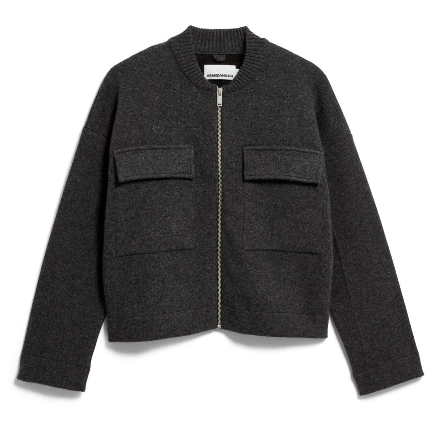 Дамски ежедневен панталон ARMEDANGELS Women's Cotton-Wool Bomber Knit Jacket Casual jacket - Steel Melange