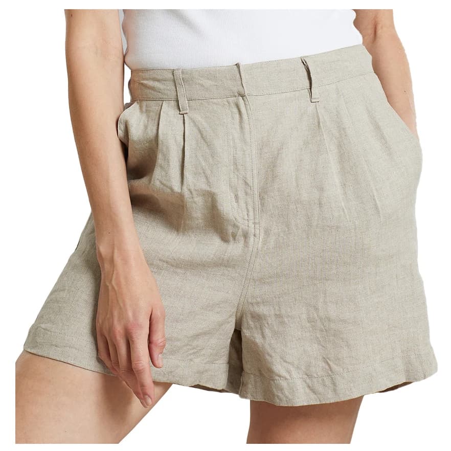 Дамски къси панталони Dedicated Women's Shorts Djupvik Linen Shorts - Ecru