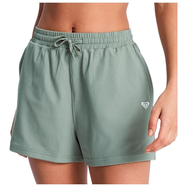Дамски къси панталони Roxy Women's Rise & Vibe Rib Short Shorts - Oil Green