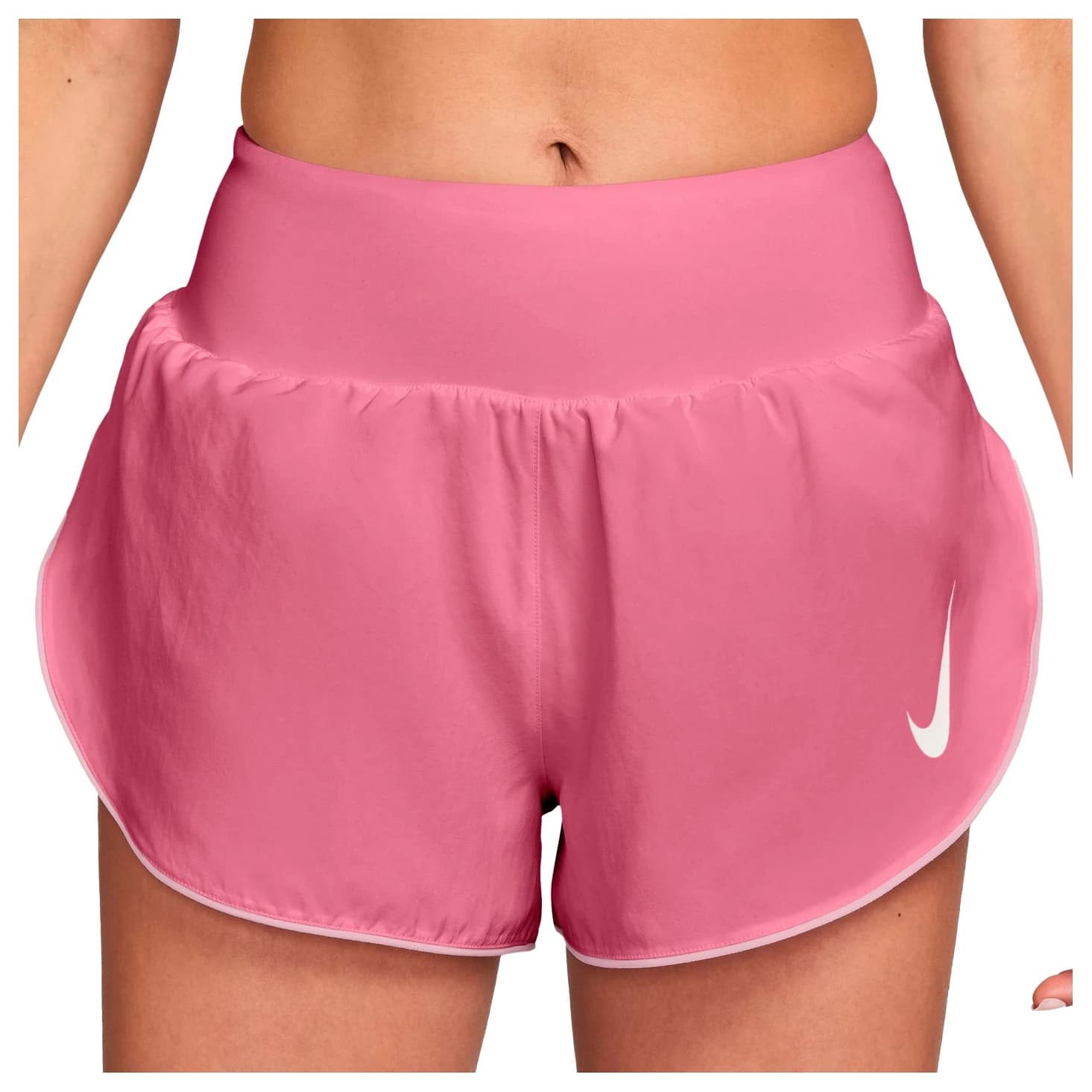Дамски шорти за бягане Nike Women's Tempo Swoosh Dri-FIT Mid-Rise Running shorts - Peony / Pink Foam / Reflective Silver / White