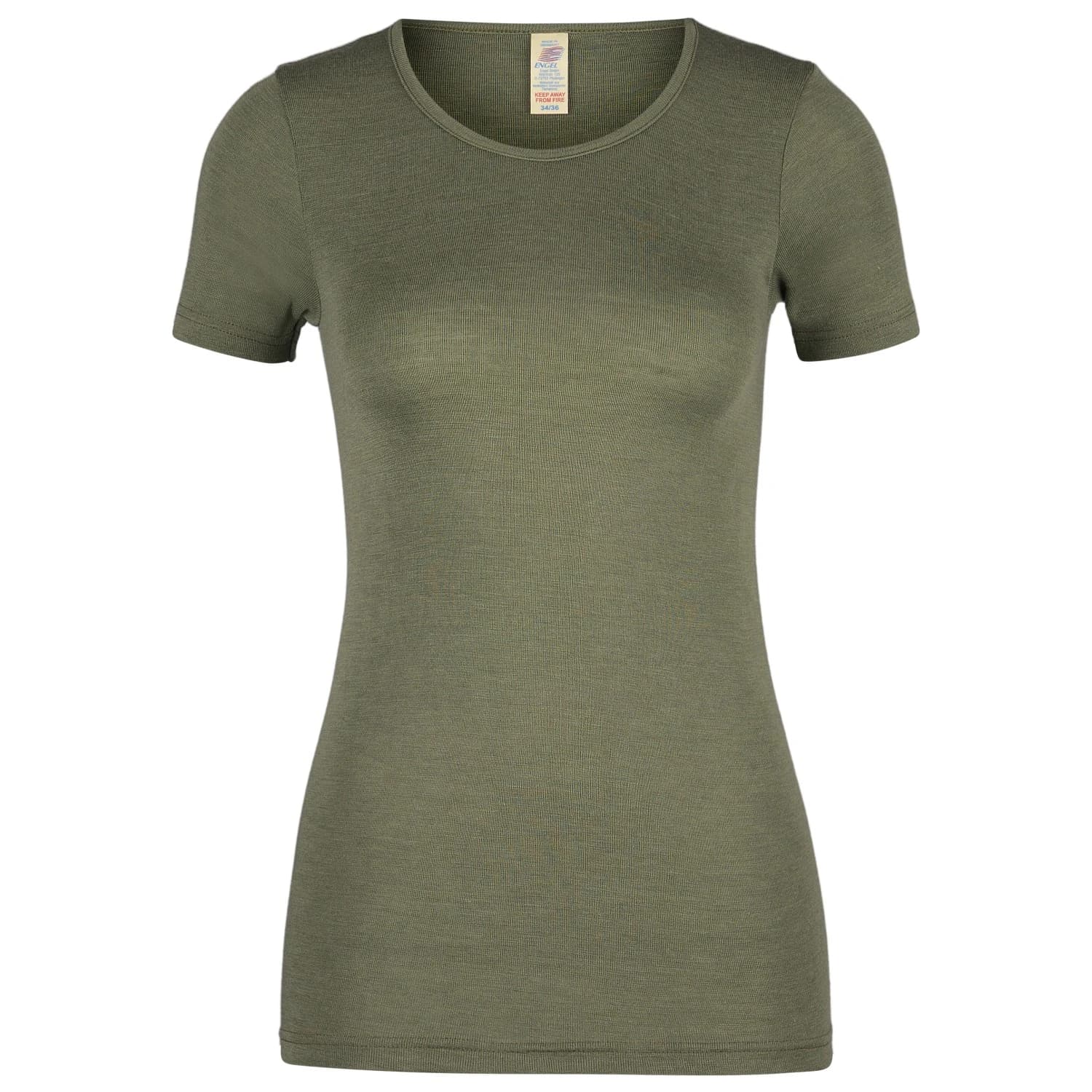Дамско копринено термобельо Engel Women's Undershirt S/S Merino base layer - Olive