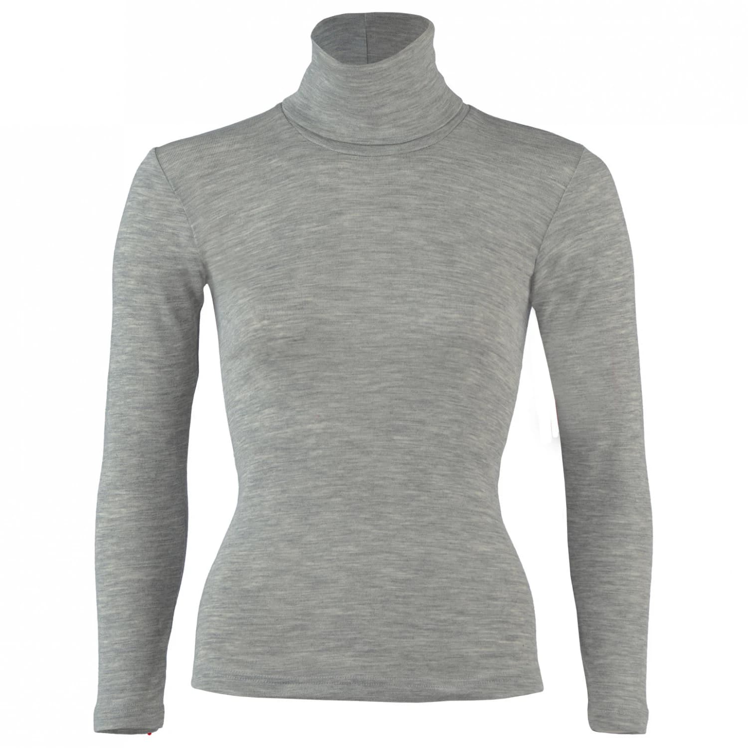 Дамско копринено термобельо Engel Women's Long-Sleeved Roll Neck Silk base layer - Light Grey Melange