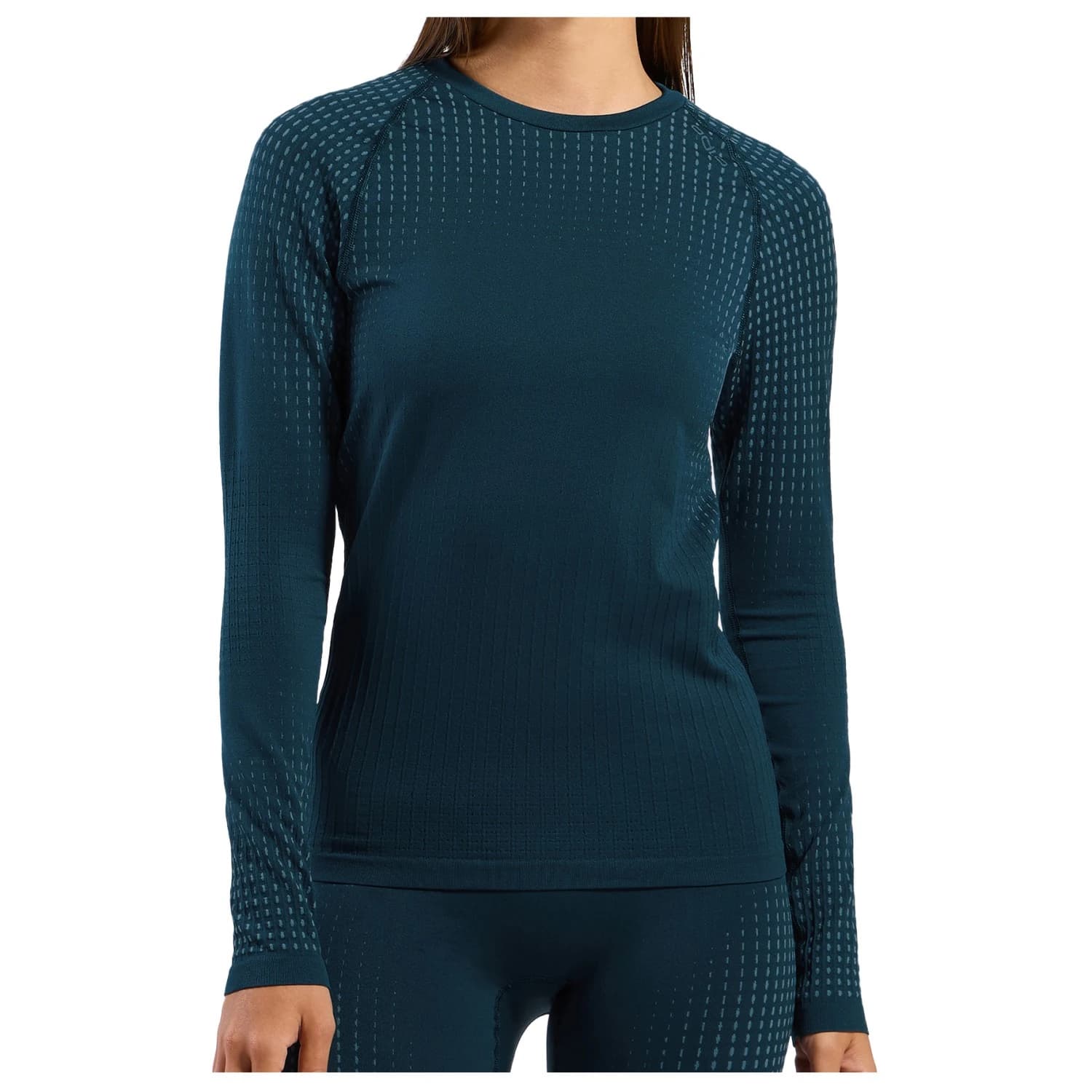 Дамско синтетично термобельо Odlo Women's Performance Warm Bl Top Crew Neck L/S Synthetic base layer - Reflecting Pond