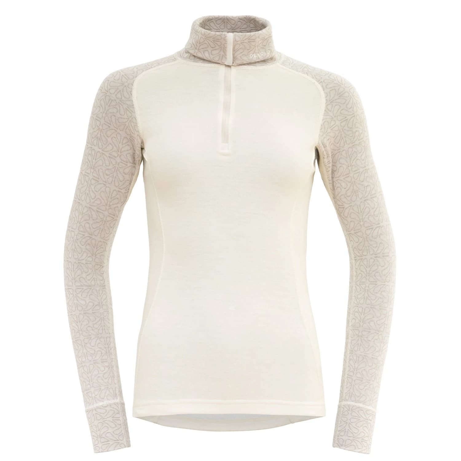 Дамско мериносово термобельо Devold Duo Active Woman Zip Neck Merino base layer - Raw White