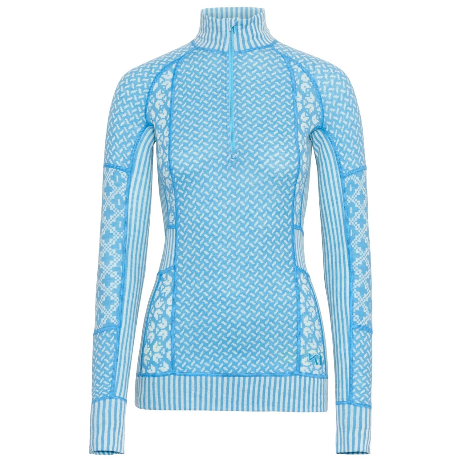 Дамско мериносово термобельо Kari Traa Women's Smekker Half-Zip Merino base layer - Ocean II