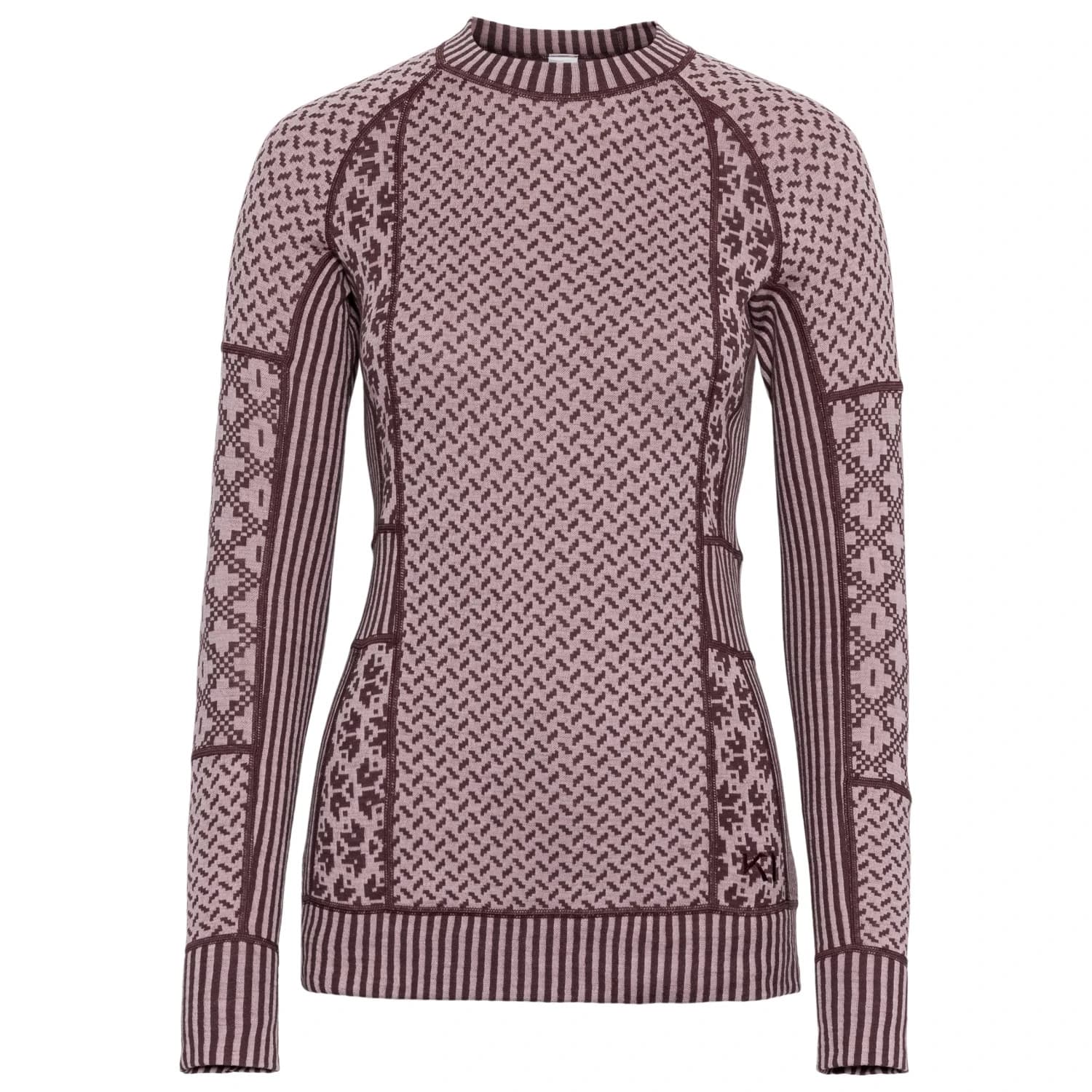 Мериносово термобельо Kari Traa Women's Smekker L/S Merino base layer - Cocoa Powder