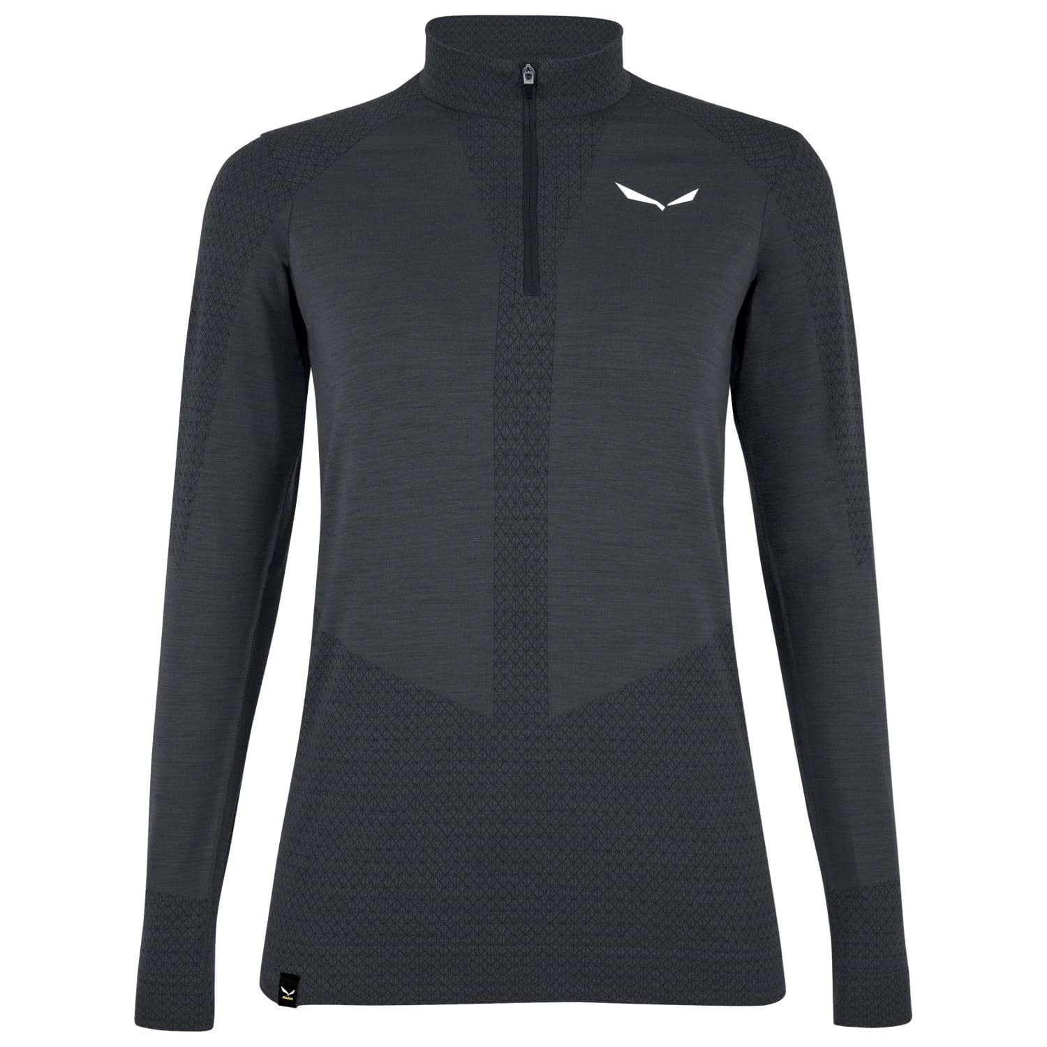 Дамско мериносово термобельо Salewa Women's Zebru Medium Warm AMR Half Zip Tee Merino base layer - Onyx