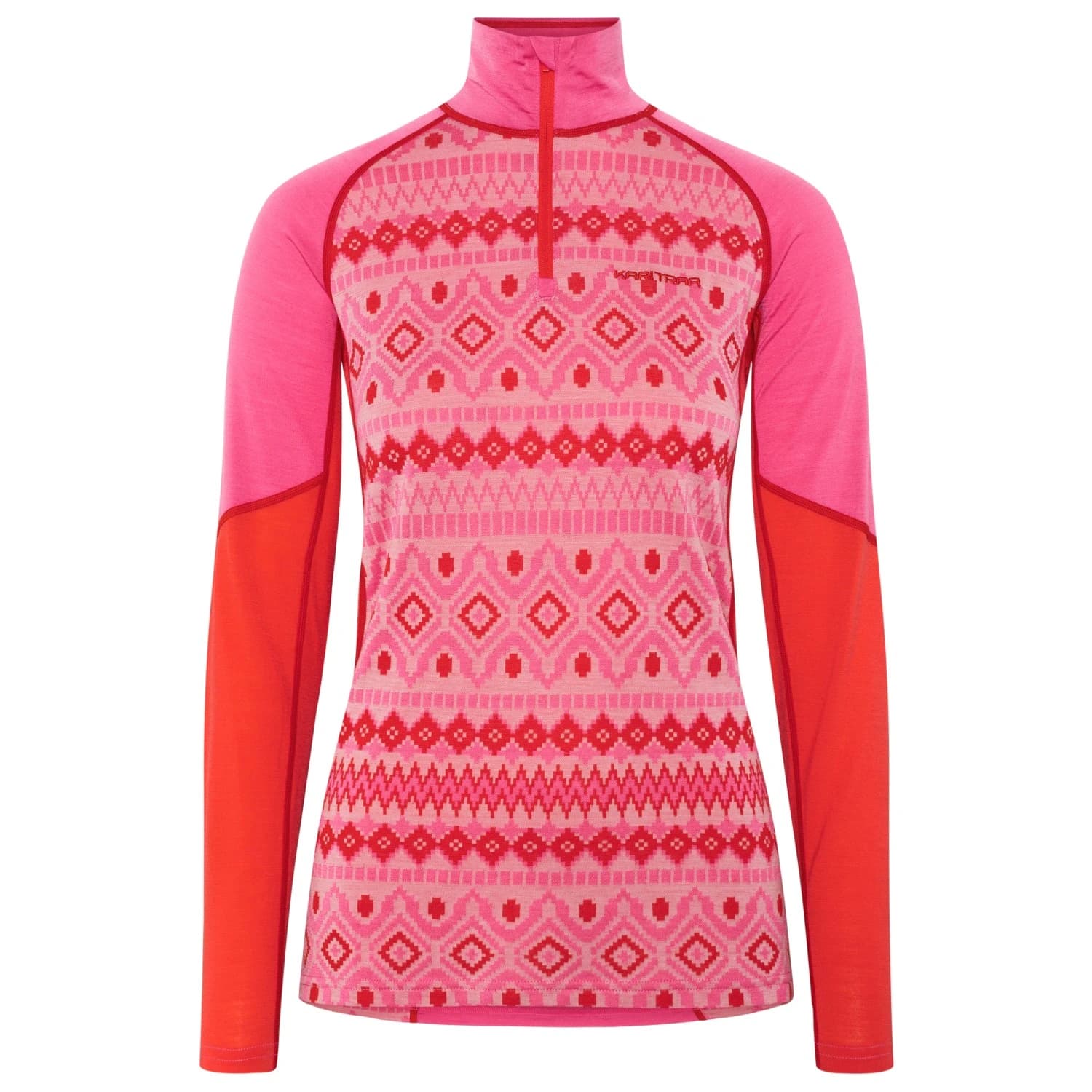 Мериносово термобельо Kari Traa Women's Malia Half Zip Merino base layer - Bright Pink