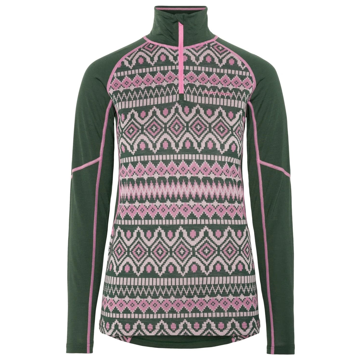 Мериносово термобельо Kari Traa Women's Malia Half Zip Merino base layer - Thyme
