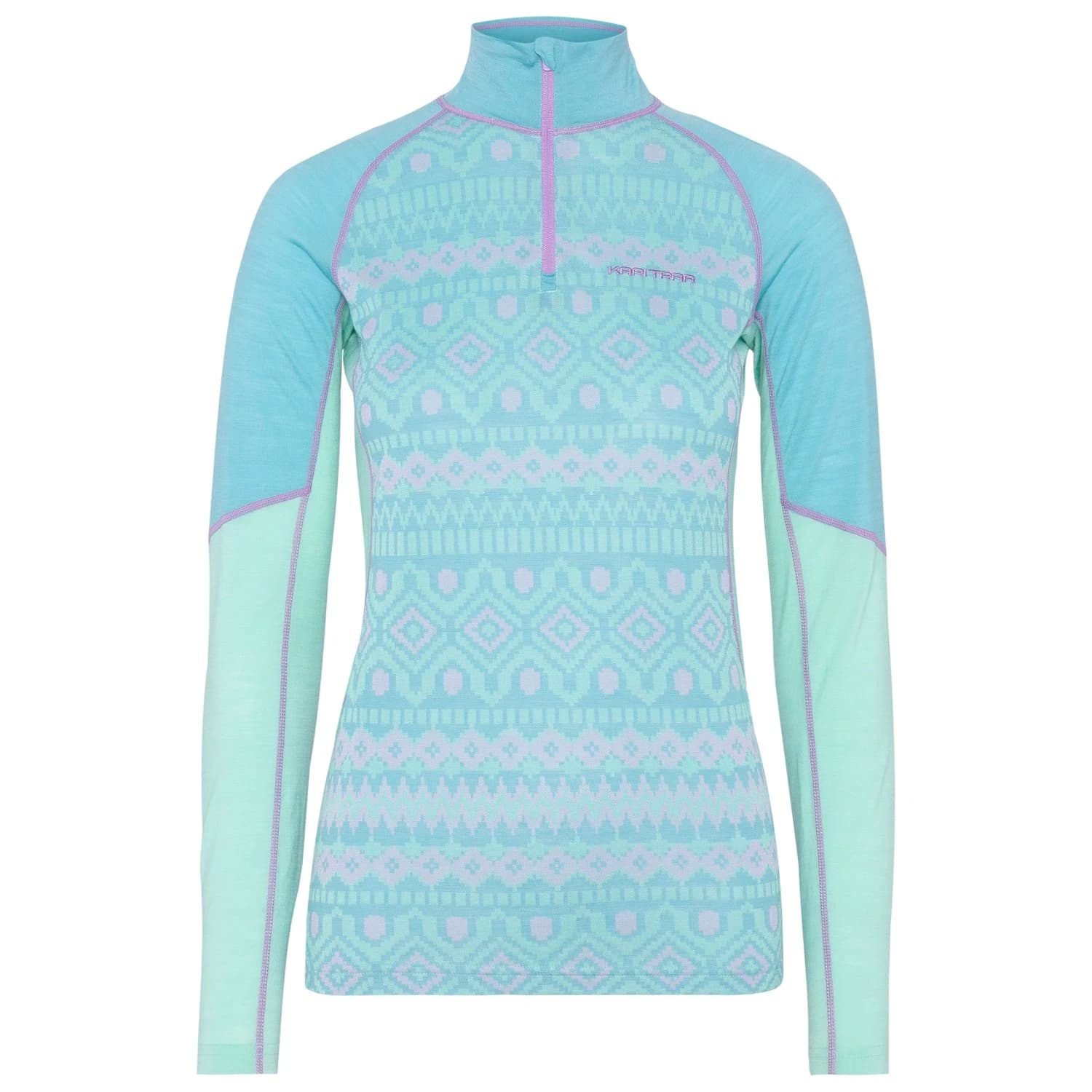 Дамско мериносово термобельо Kari Traa Women's Malia Half Zip Merino base layer - Blue Lagoon