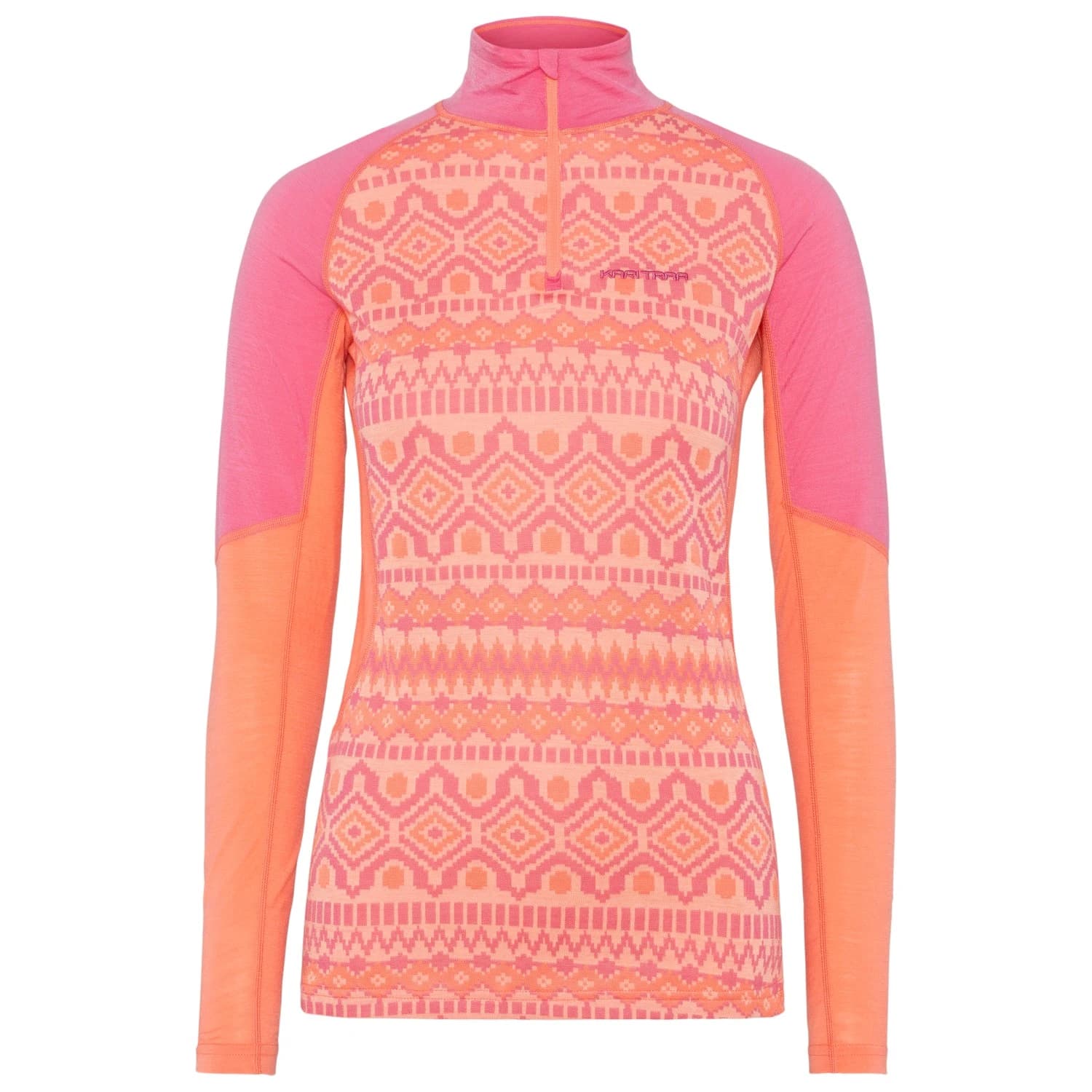 Дамско мериносово термобельо Kari Traa Women's Malia Half Zip Merino base layer - Bubblegum