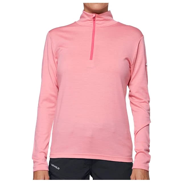 Дамско мериносово термобельо Devold Women's Breeze Plus Merino 200 Zip Neck Merino base layer - Apricot