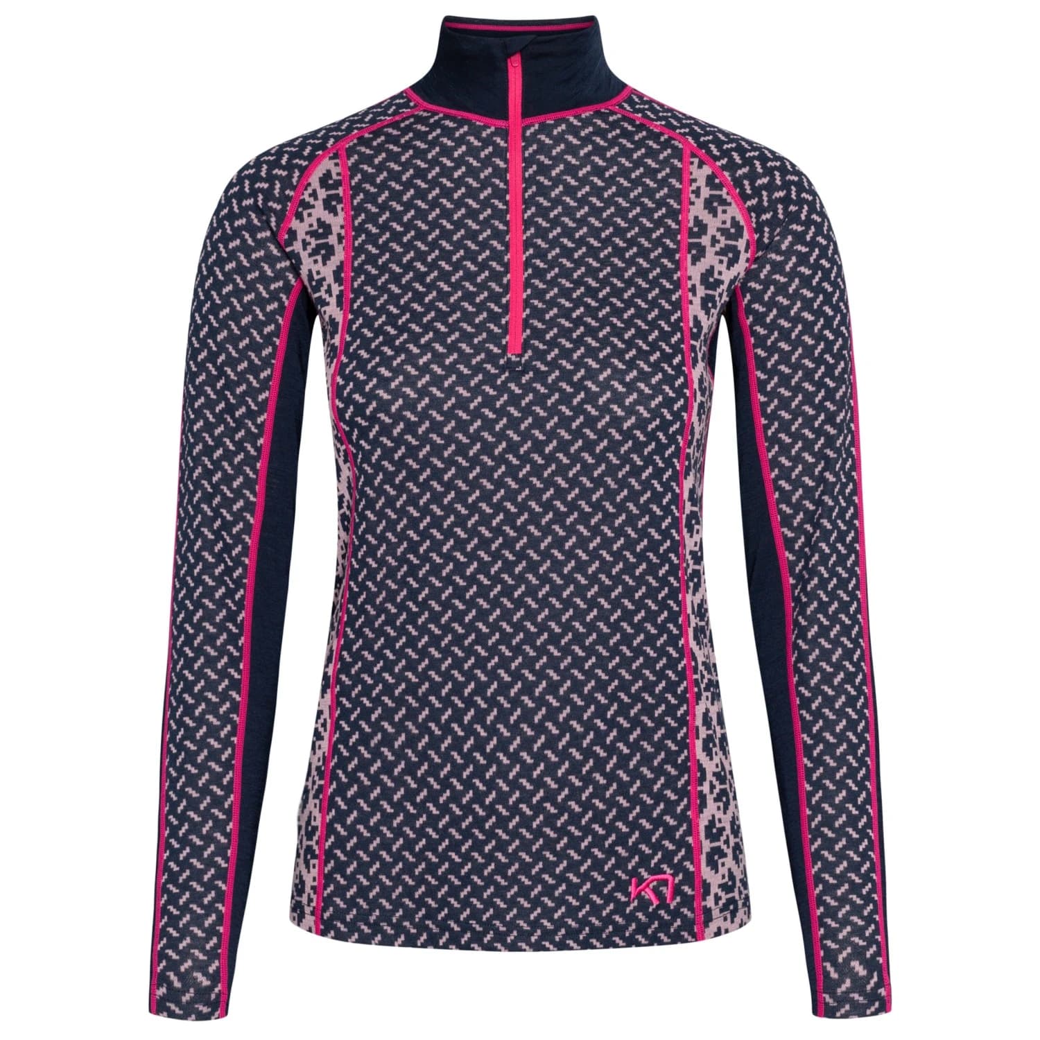 Мериносово термобельо Kari Traa Women's Lekker Halfzip Merino base layer - Dark Navy Blue