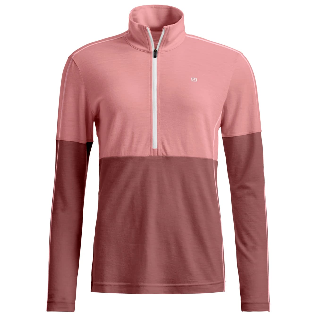 Дамско мериносово термобельо Ortovox Women's 185 Rock'N'Wool Zip Neck Merino base layer - Dusk Rose