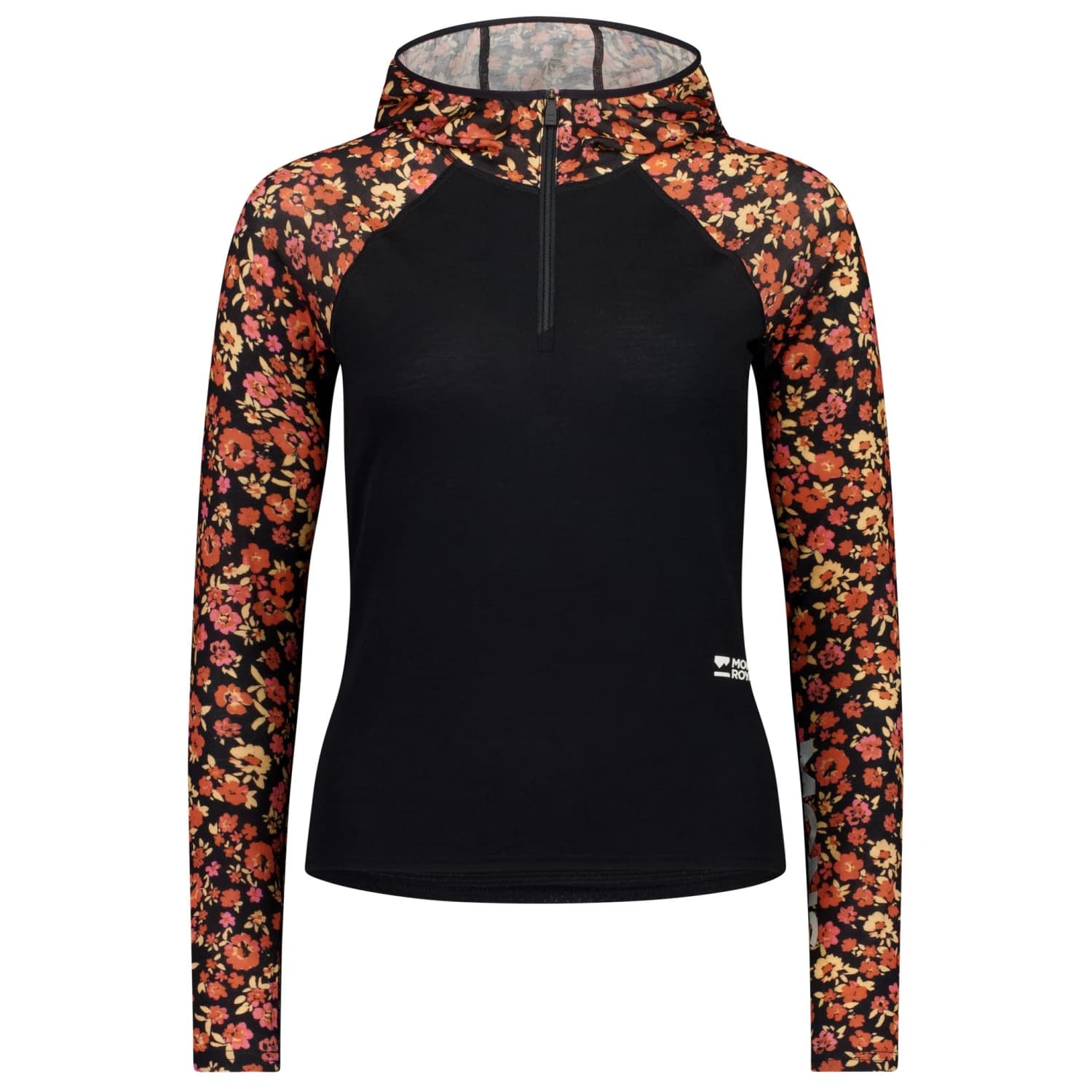 Дамско мериносово термобельо Mons Royale Women's Bella Merino Long Sleeve Hood Merino base layer - Ditzy Camo / Black